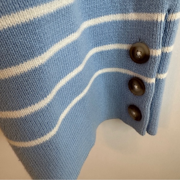LOFT Sky Blue and Cream Striped V-Neck Sweater NWT - Picture 4 of 6